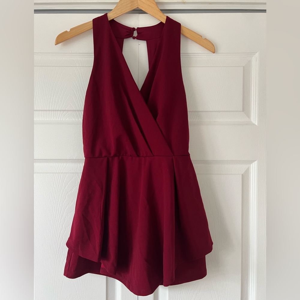 Purple snow dark red romper, size medium